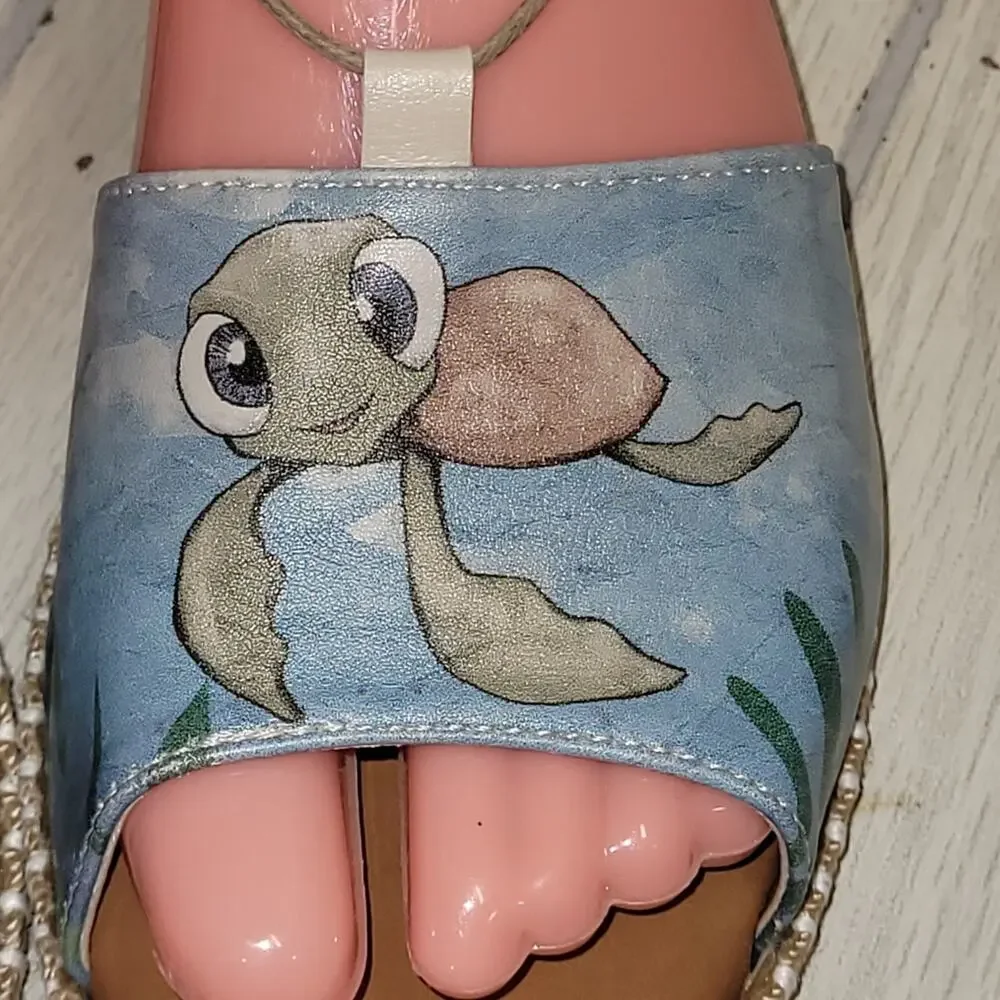 Dogo Womens Hazel Caretta Hey Dude Sea Turtle Sandals Vegan Leather Ankle Tie 6